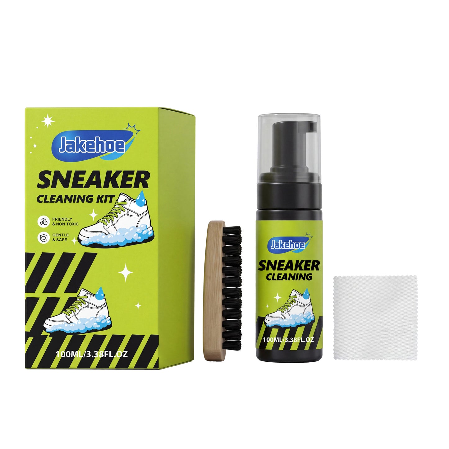 Sneaker Cleaning Kit 100ml with Brush & Towel - Gentle Formula for Daily Use