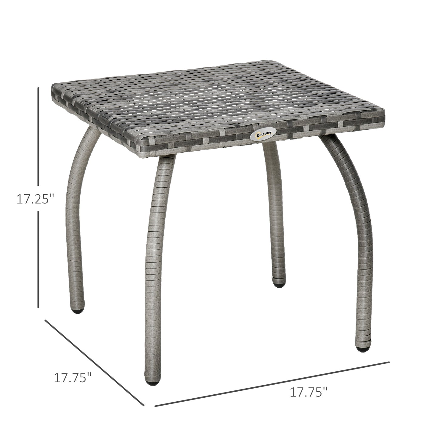 Outdoor Small Square Rattan Side Table - Gray