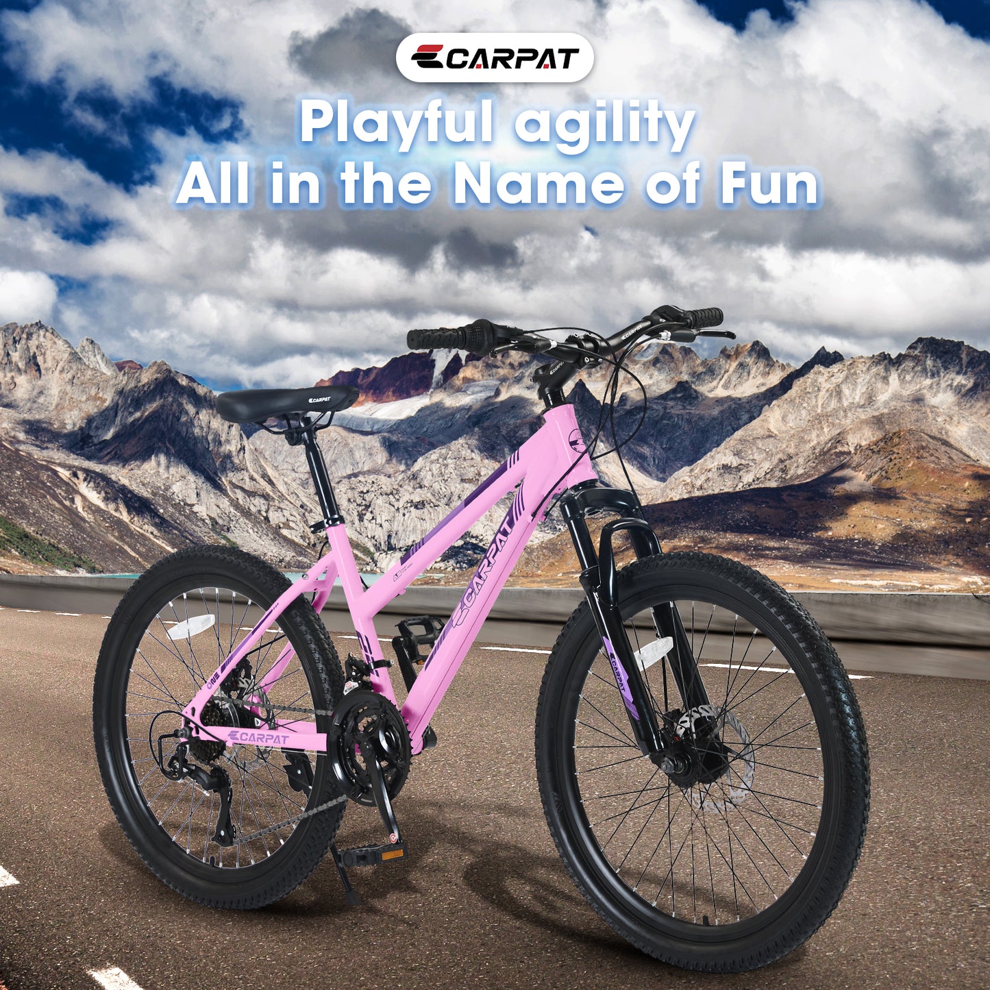 24 Inch Mountain Bike for Teen Girls & Women - Shimano 21 Speeds, Pink