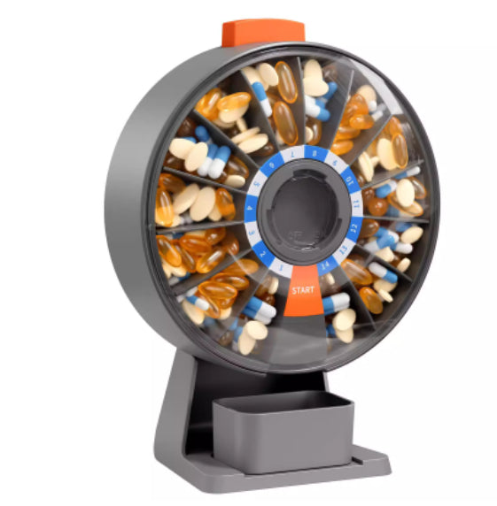 Wall-Mounted Weekly Pill Dispenser Auto Storage Box with Compartments