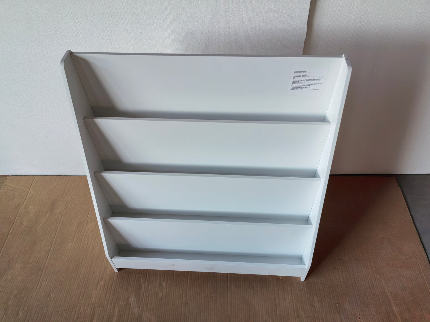 4-Tier Kids Bookshelf - White MDF Book Display Organizer