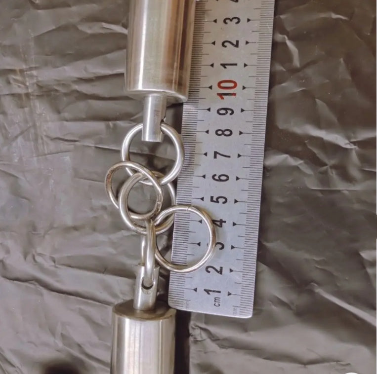 Solid Wood Three-Section Staff with Stainless Steel Ring for Home & Garden Storage