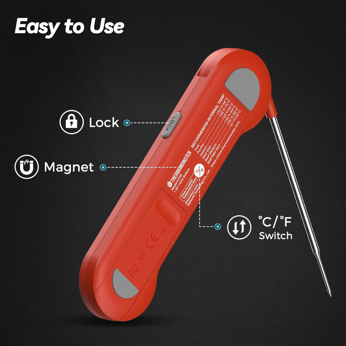 Digital Cooking Thermometer with Instant Read Precision