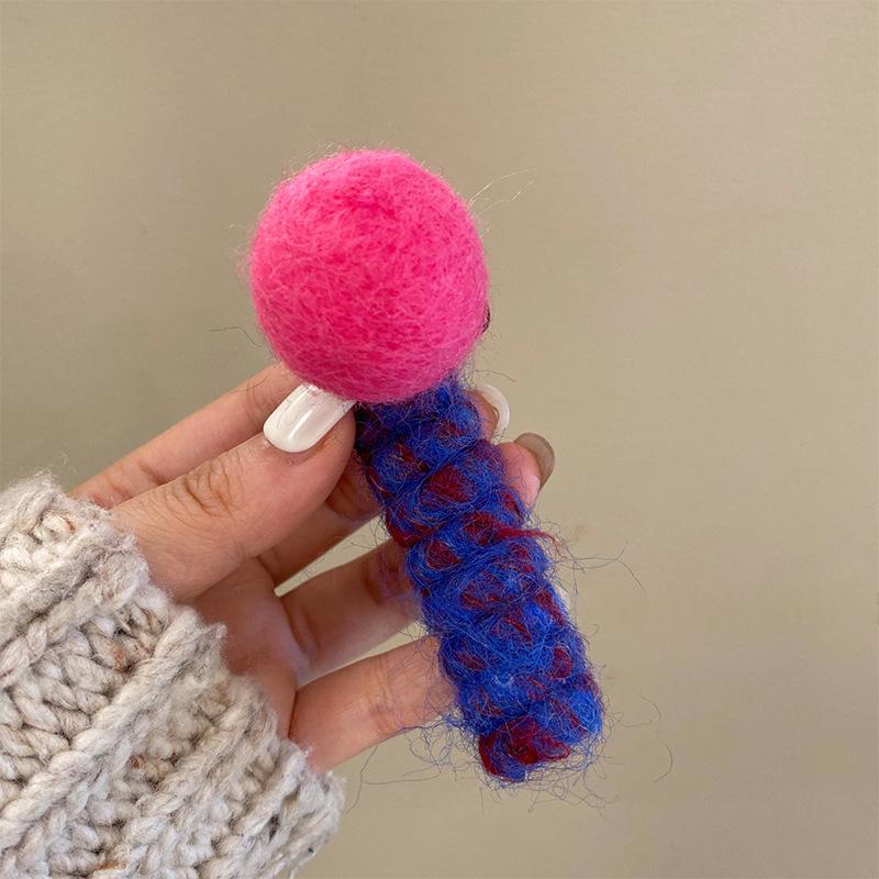 Pom-Pom Phone Cord Hair Tie - Elastic Korean Style