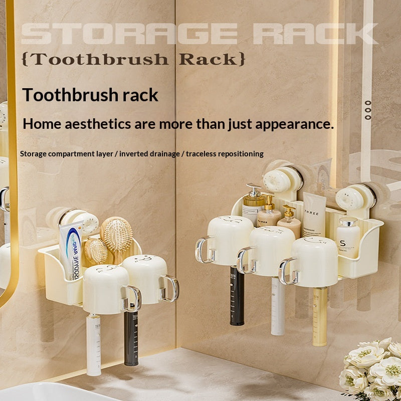 Wall-Mounted Toothbrush Holder Shelf with Dispenser for Bathroom
