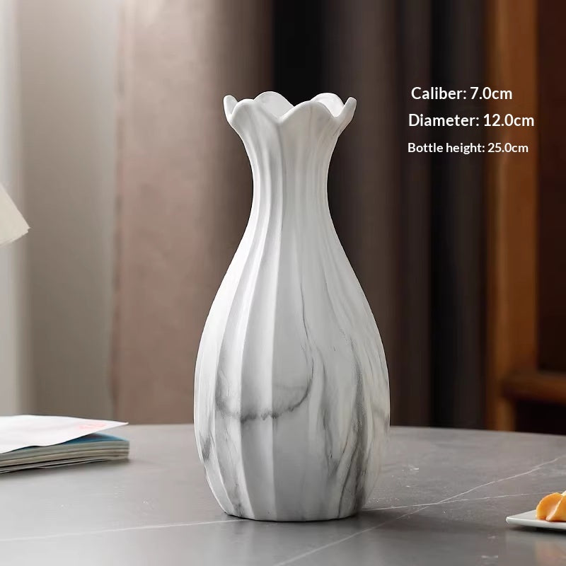 Minimalist Marble Pattern Ceramic Vase for Flower Arrangements - Modern Tabletop Decor