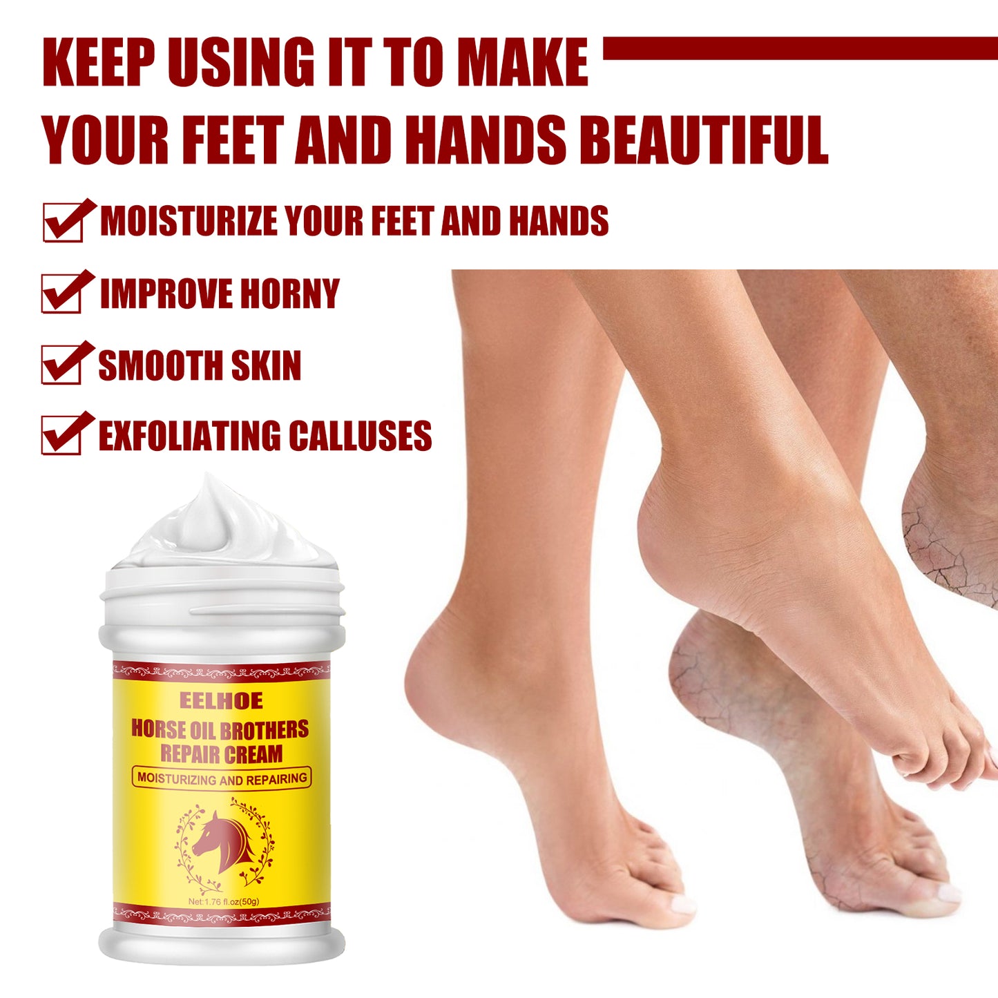 Moisturizing Hand and Foot Repair Cream for Dry Chapped Skin - Multiple Sizes