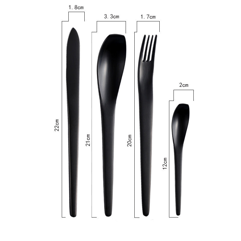 Ins Style Black Brushed Stainless Steel Cutlery Set - Multiple Styles
