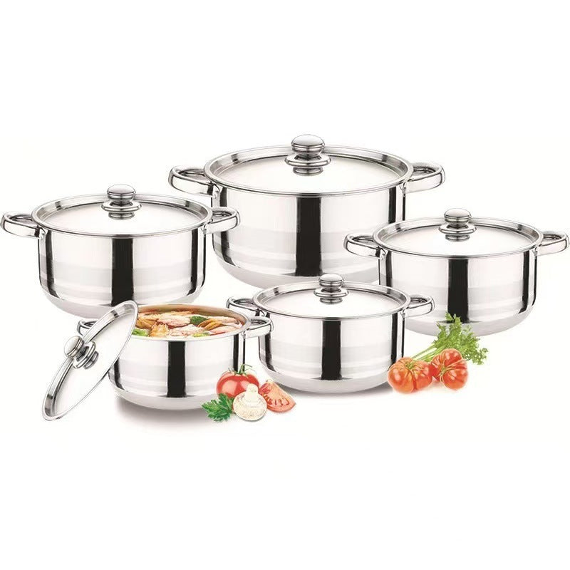 Stainless Steel Gold Handle Pot Set 18-26cm Kitchen Cookware 5-Piece