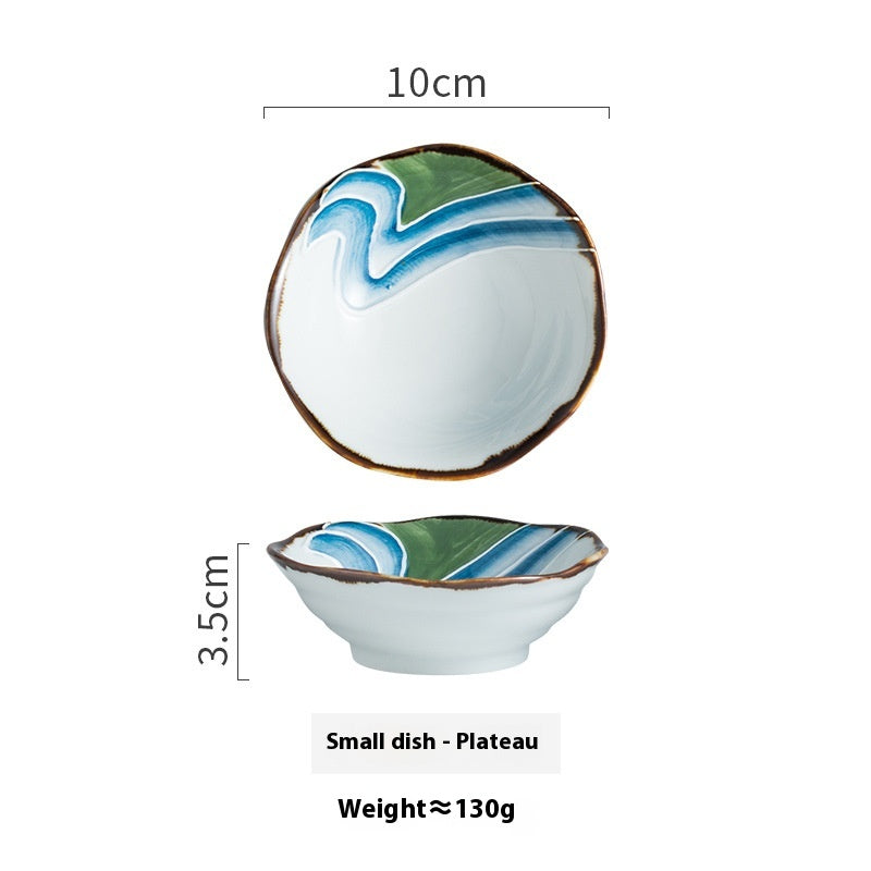 Ceramic Condiment Dish Set - Retro Style Hot Pot Vinegar Sauce Plate