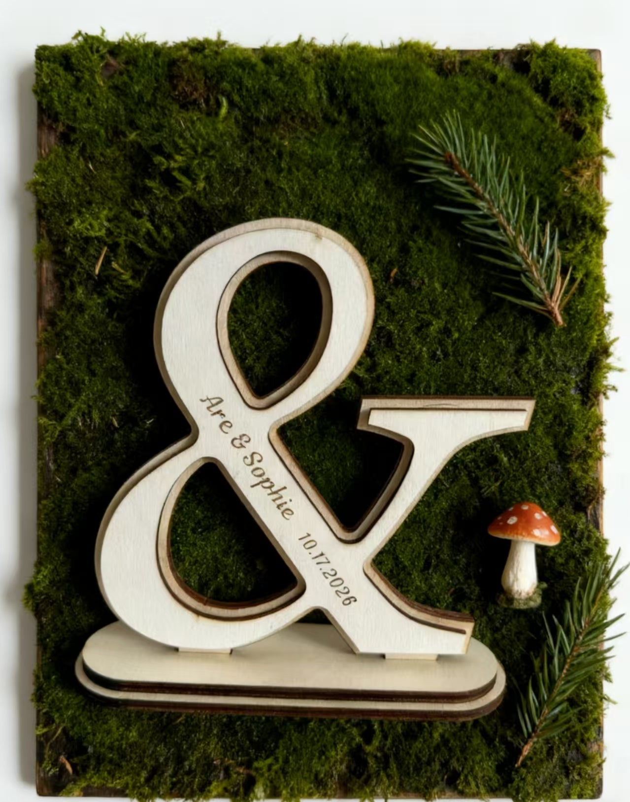 Personalized Wooden Ampersand & Mr Mrs Wedding Table Sign Custom Engraved Couple Names & Date
