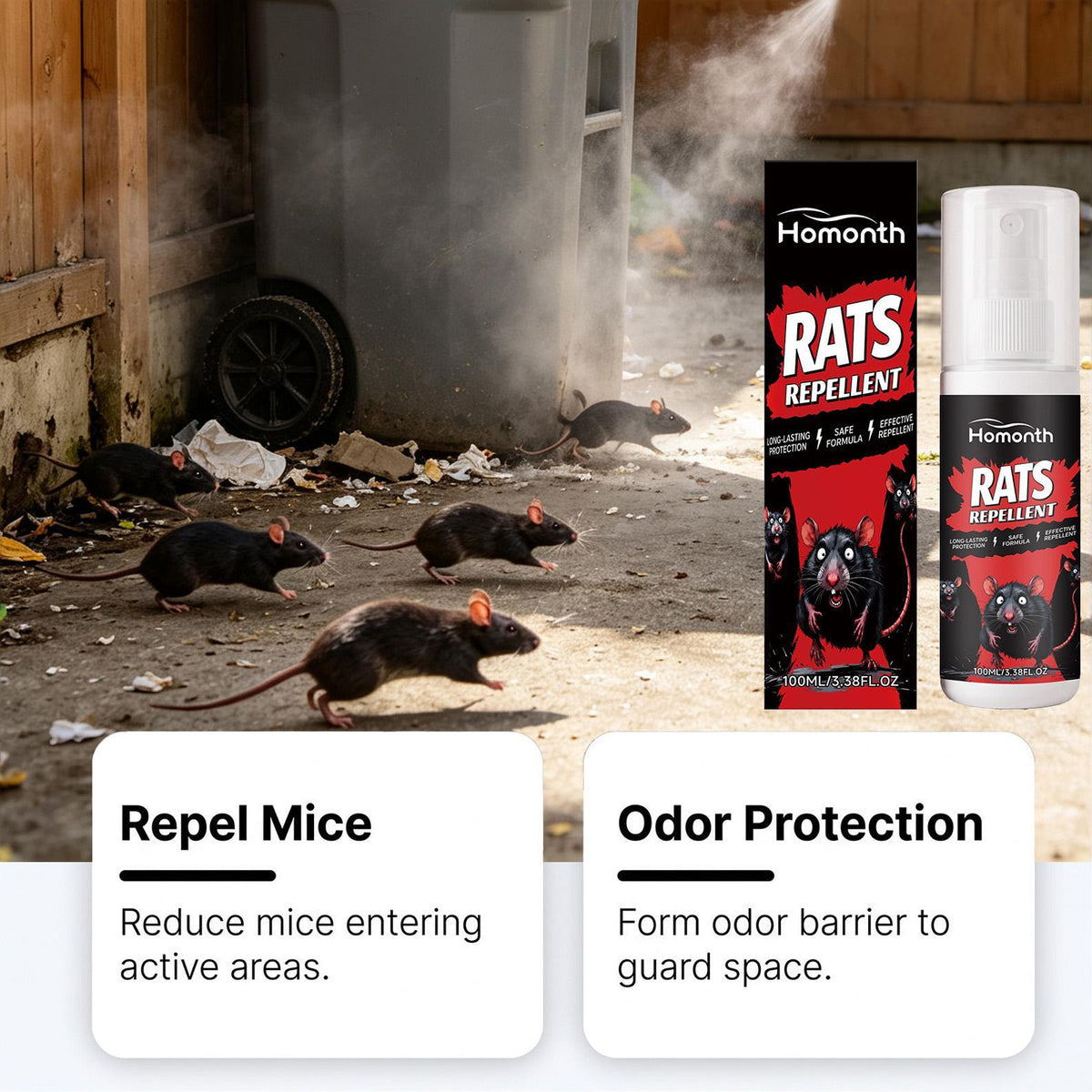 Rats Repellent Spray - 100ml Natural Pest Control for Home & Garden