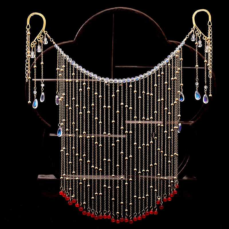 Hanfu Ancient Style Face Veil With Tassel Hanging Ear Loop