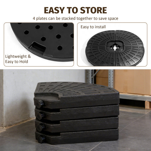 Heavy-Duty Fan-Style Cantilever Umbrella Base, 4-Panel Refillable