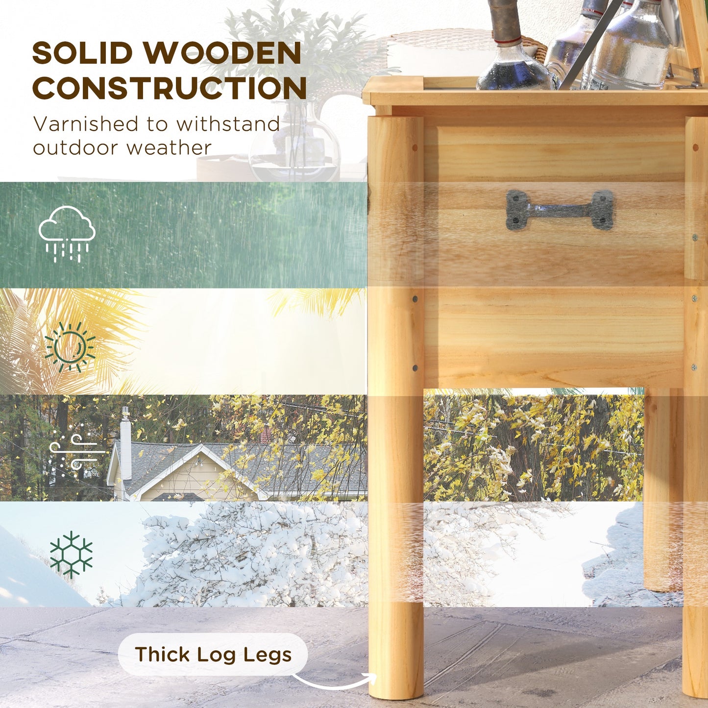 54 Quart Wooden Outdoor Cooler with Bottle Opener - Natural