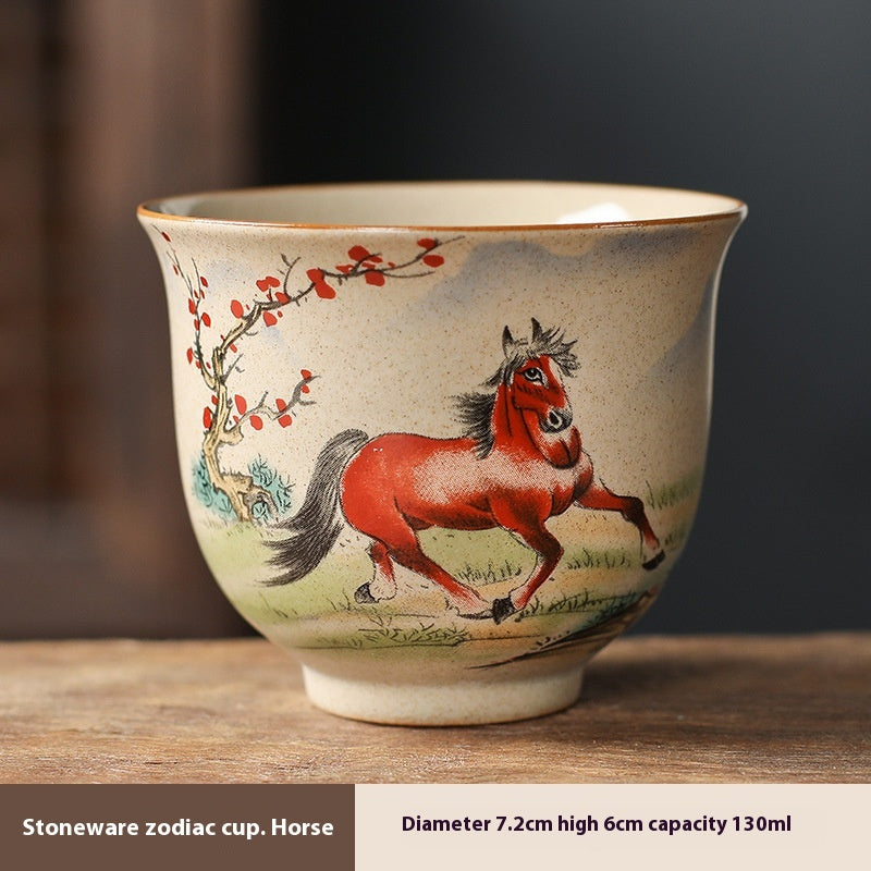Zodiac Retro Chinese Style Ceramic Kung Fu Master Cup Set - Multiple Variants