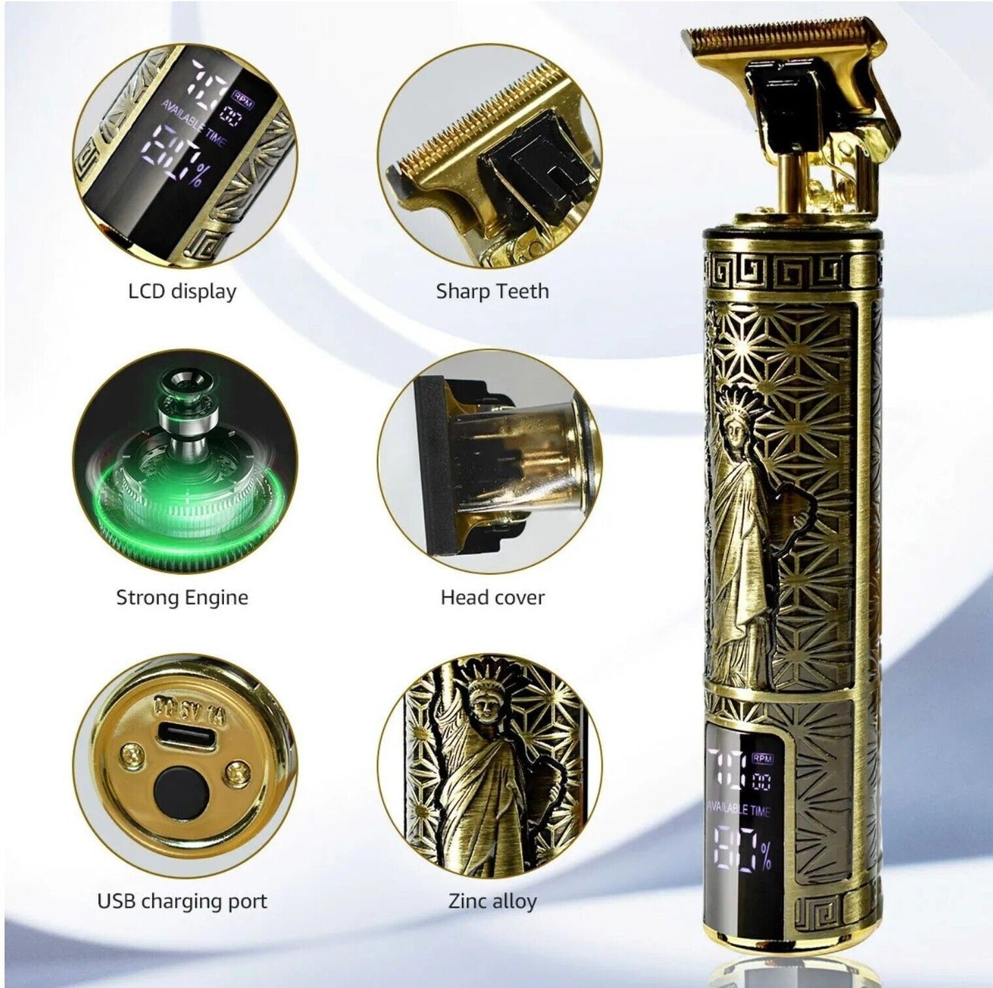 Professional Cordless Hair Clipper & Beard Trimmer - Statue of Liberty