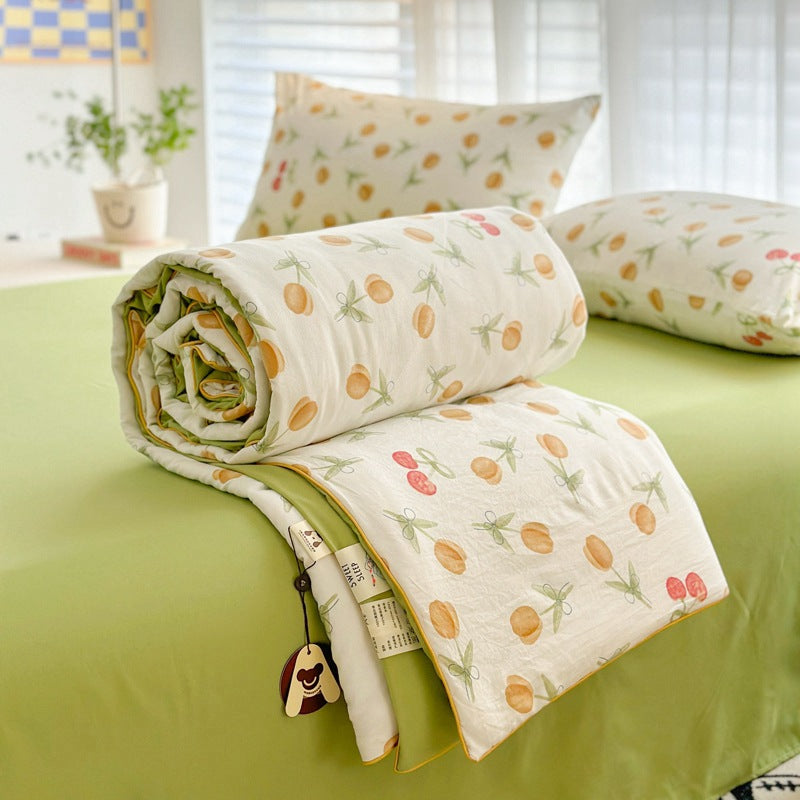 Summer Quilt with Soybean Fiber and Cotton Washable Bedding Set