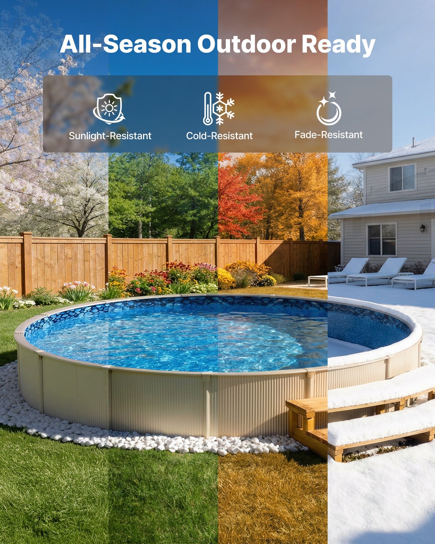 24ft Round Overlap Pool Liner for Above-Ground Pools - Premium Vinyl, Easy Install, Leak-Proof Patches