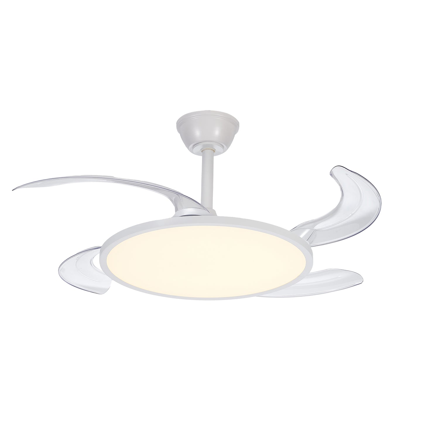 Retractable Ceiling Fan with Light and Remote Control - White