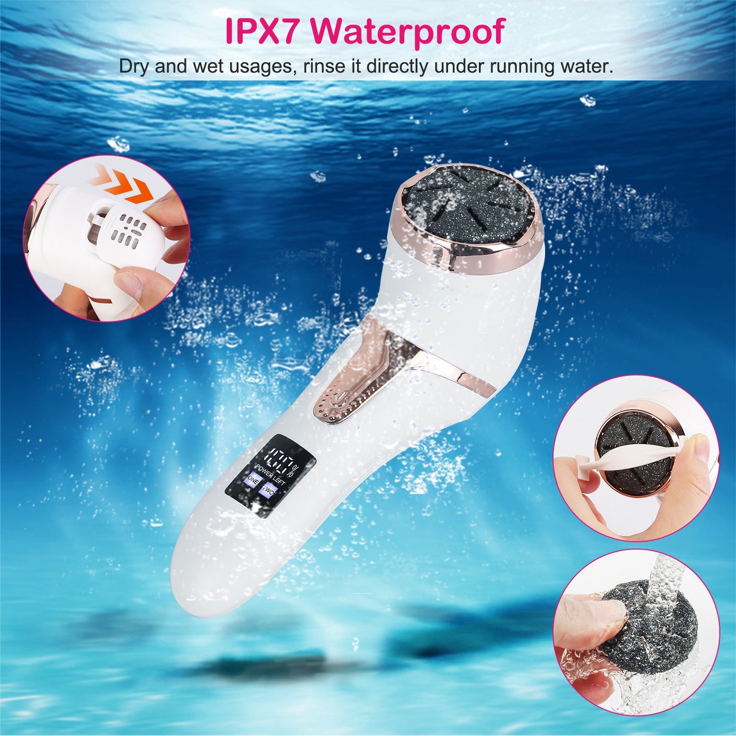 17-Piece Electric Foot Callus Remover with Vacuum and 3 Grinding Heads