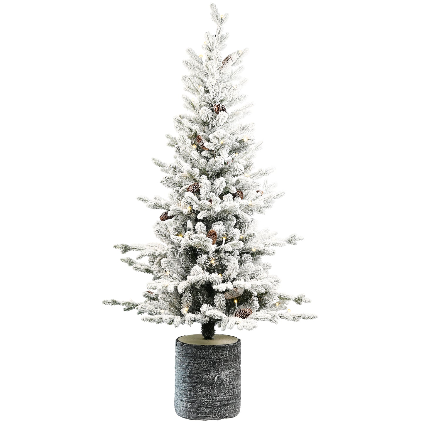 Pre-lit Potted Flocked Christmas Tree with LED Lights - Multiple Heights