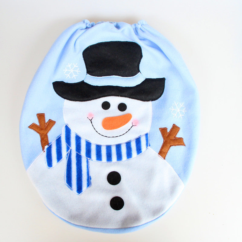 Blue Snowman Toilet Cover Christmas Decoration Bathroom Accessory