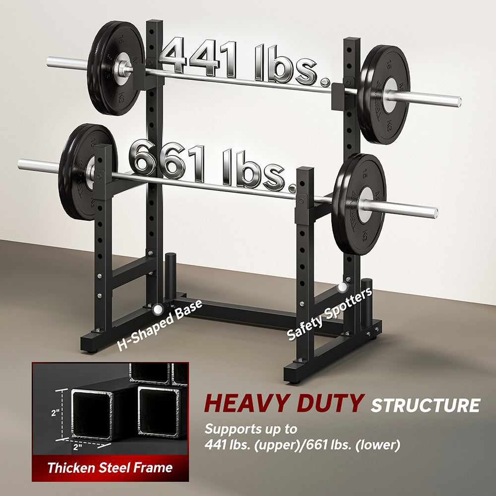 Adjustable Squat Rack for Home Gym - 660 lbs Capacity