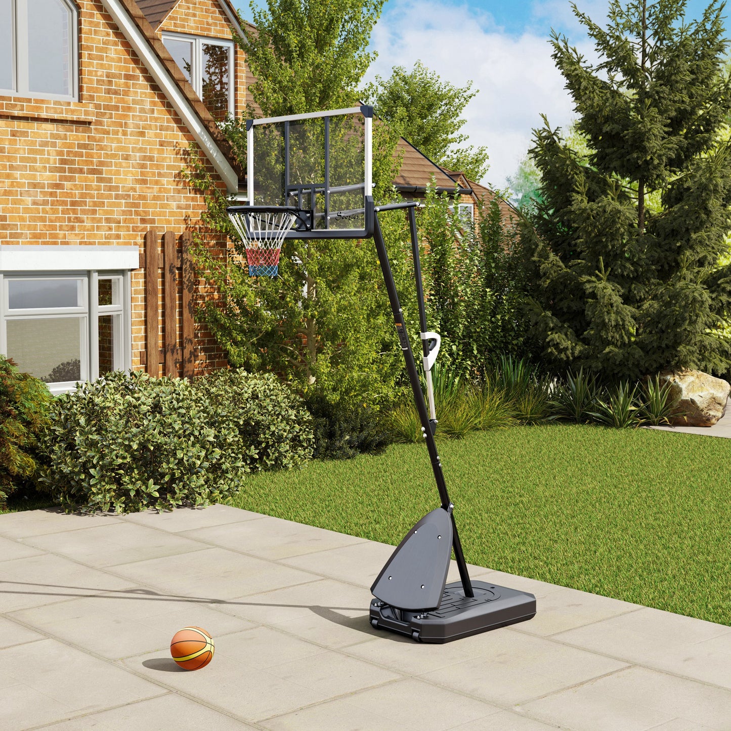 Adjustable Basketball Stand with 44" Backboard & Ball Return System