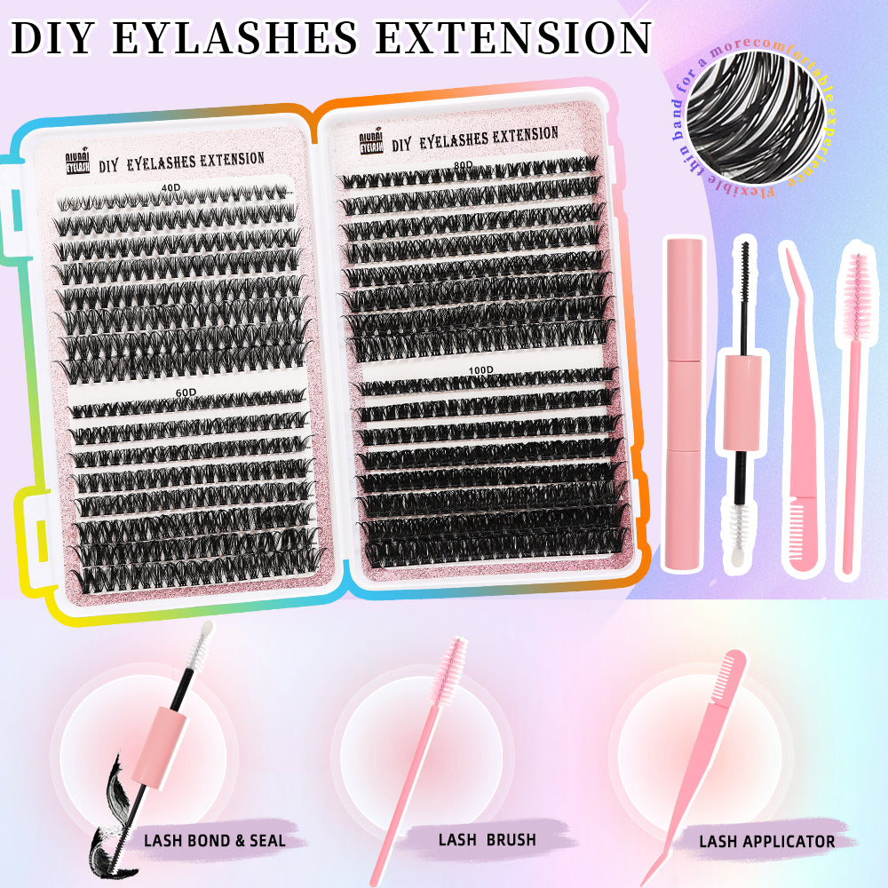 32-Row Segmented Cluster Eyelash Set - 640 Individual Lash Segments