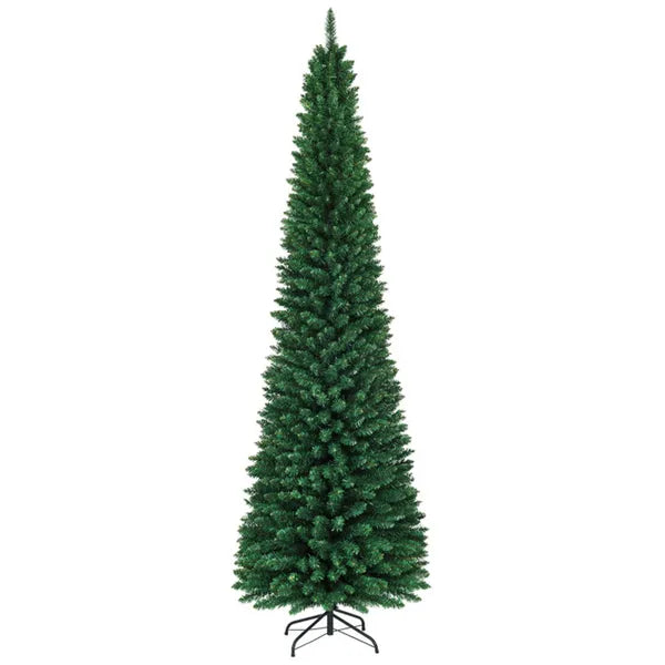 9ft Slim Pencil Christmas Tree - Space-Saving Flocked Design