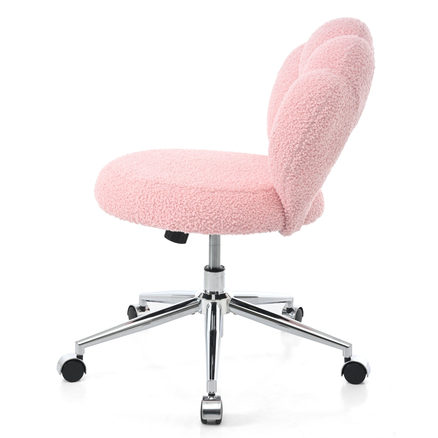 360° Swivel Height Adjustable Pink Teddy Fabric Office Chair