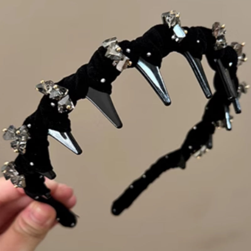 Velvet Crystal Wave Hairband with Non-Slip Design