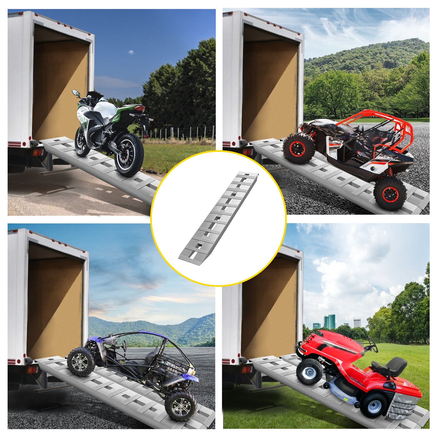 60-Inch Aluminum Trailer Loading Ramps 6000LBS Capacity - Beavertail Hook End, 1 Pair