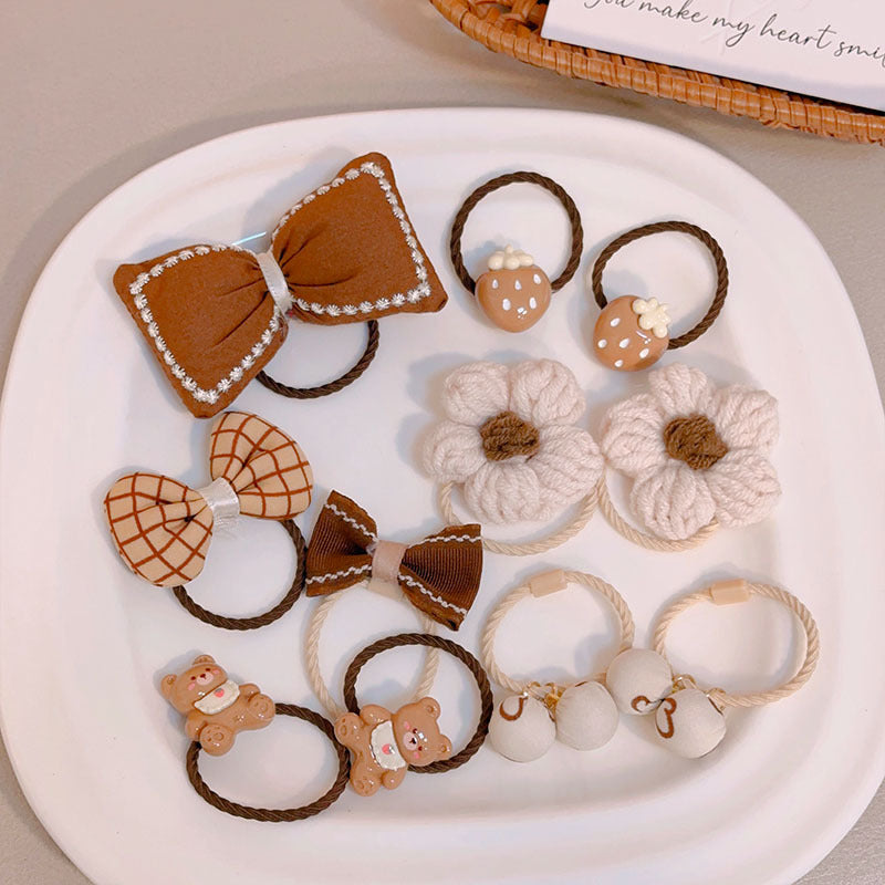 Soft Fabric Hair Ties Set For Girls - Ponytail & Bun Styling