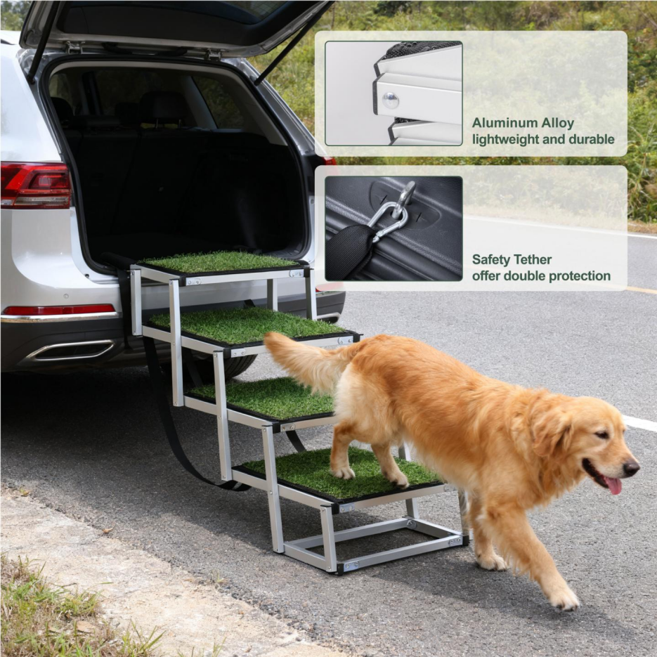 Foldable Dog Ramp for Large Pets - Portable Non-Slip Car, SUV, Truck Support