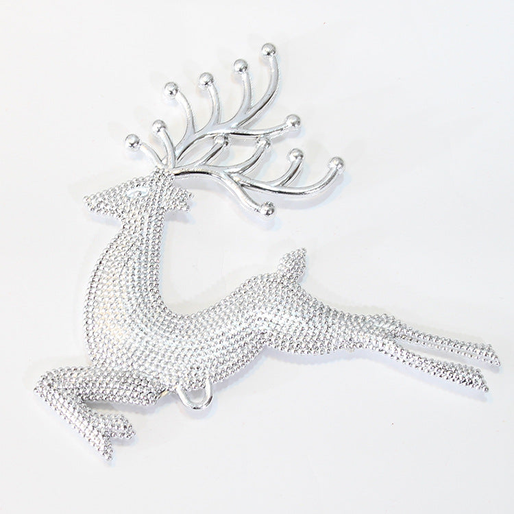 Christmas Elk Hanging Decorations Set - Gold, Silver & Red PVC Tree Ornaments