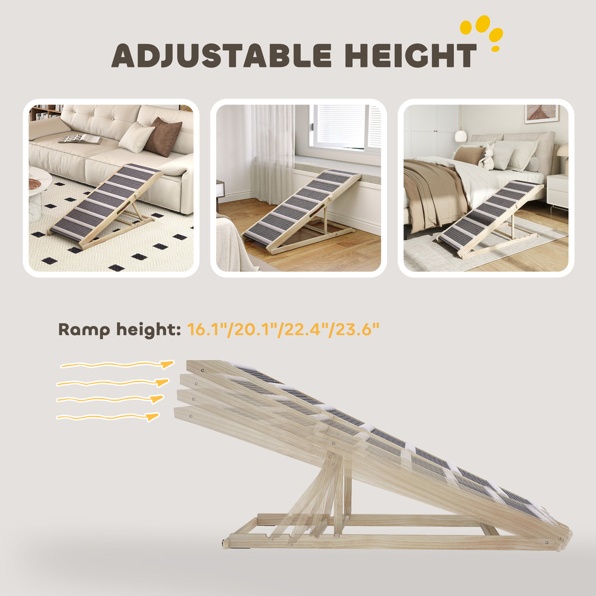 Foldable Dog Ramp for Couch and Car | Adjustable Height Pet Steps for Small to Large Dogs