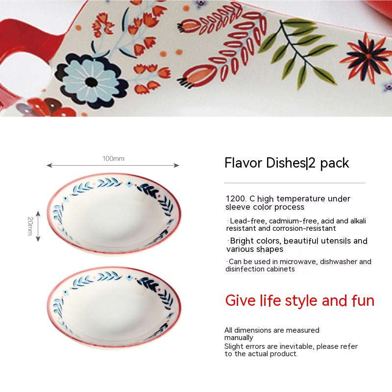 Porcelain Floral Style Dinnerware Set - American Tableware with Assorted Plates and Bowls