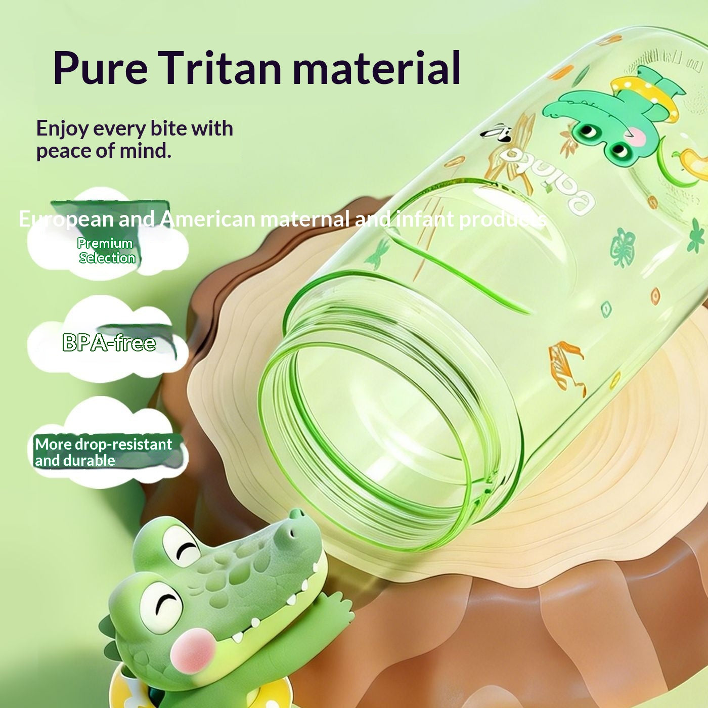 Large-Capacity Cartoon Drinkware with Straw and Handle - 520ml