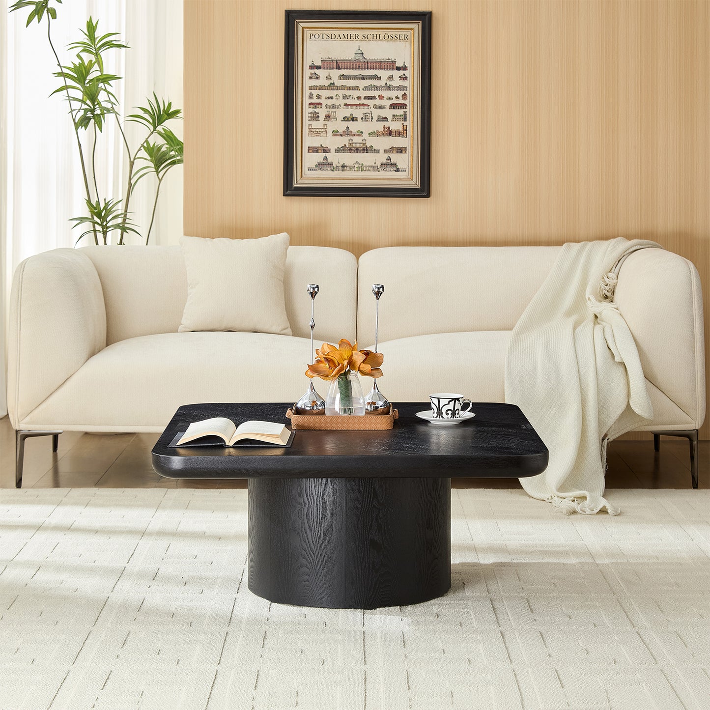 Square Coffee Table, Modern Design For Living Room Use,No Assembly