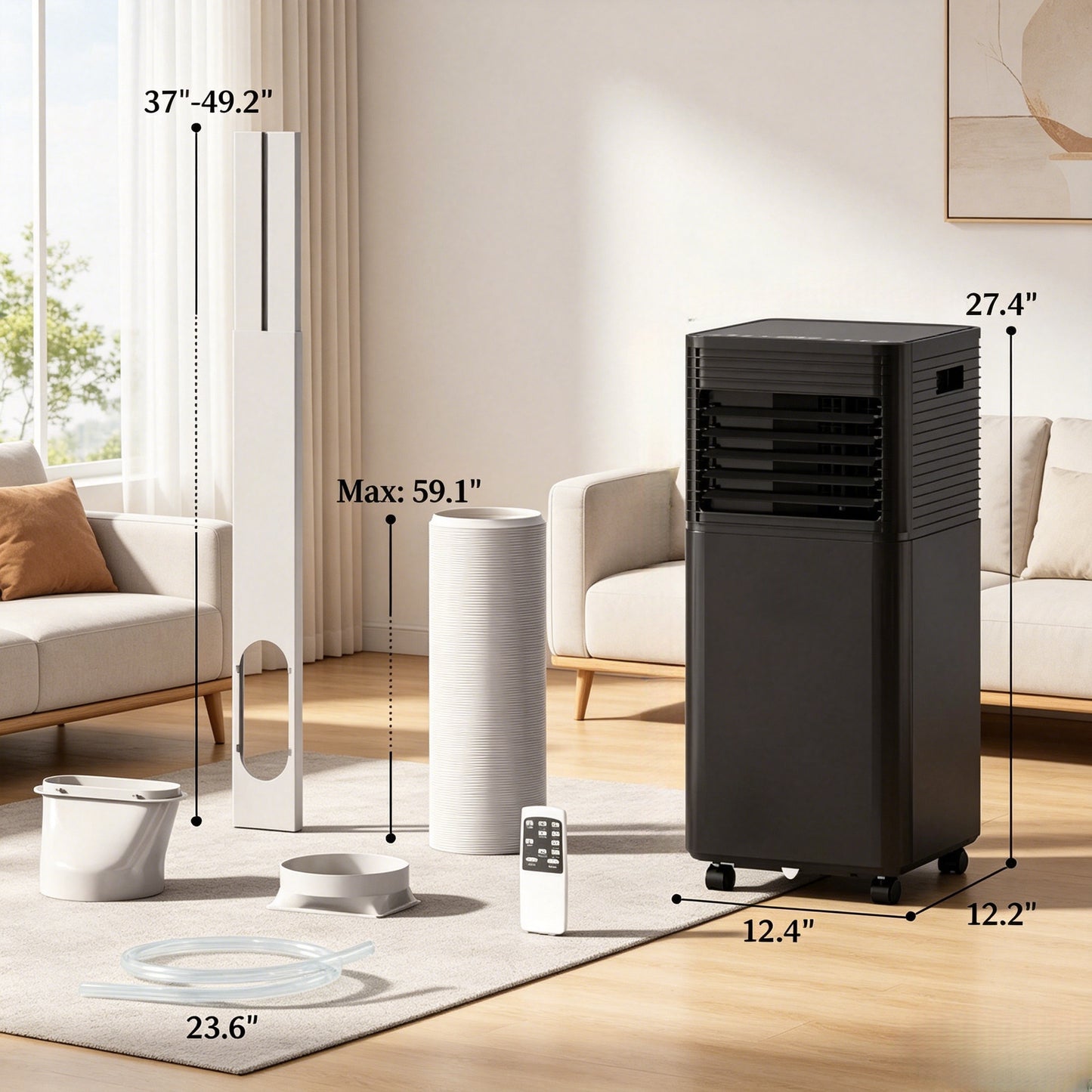 Portable Air Conditioner - 10,000 BTU Cooling - Black