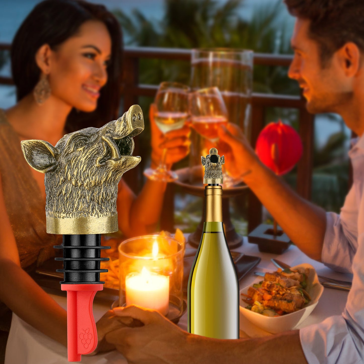 Wild Boar Head Wine Pourer - Vacuum Sealing Wine Stopper
