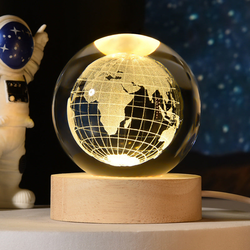 Starry Sky Crystal Ball Night Light Solar System Ornament 8cm Warm Light