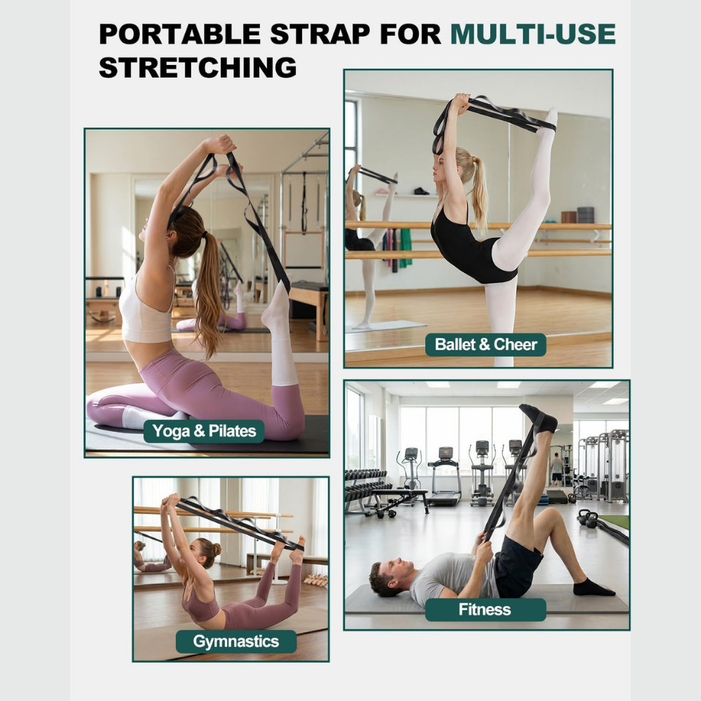 Non-Elastics Stretching Strap with Loops for Yoga & Therapy