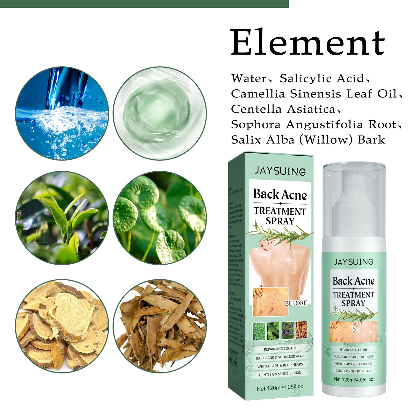 Back Acne Repair Treatment Spray - Salicylic Acid Body Acne Clearing Mist