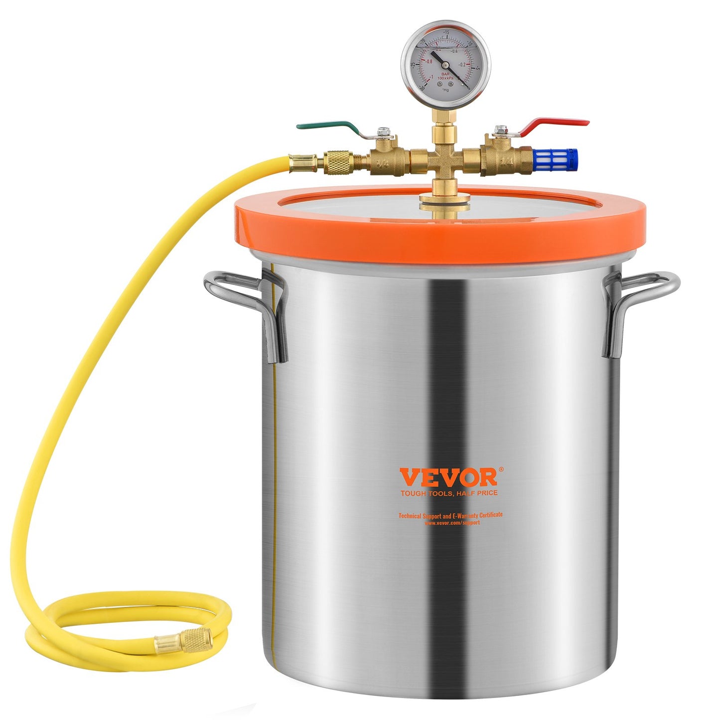 3 Gallon Vacuum Chamber with Tempered Glass Lid and Stainless Steel Body for Resin, Wood, and Silicone Degassing