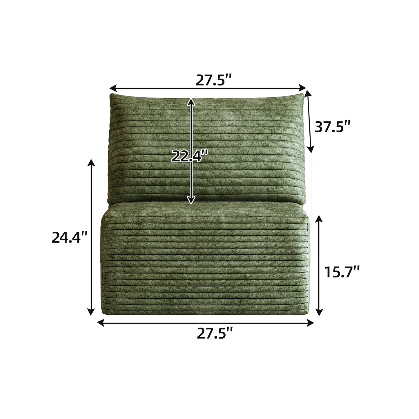 Single Seater Sofa - Green Fabric Armchair