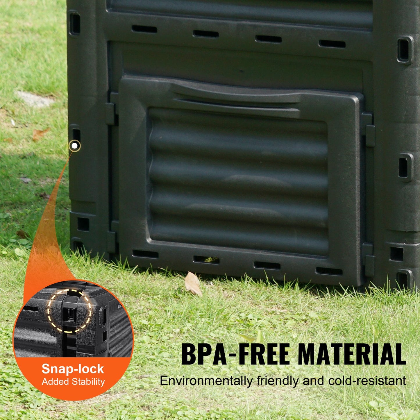 80 Gallon Outdoor Compost Bin with Lid & Bottom Door - Large Capacity Garden Tool