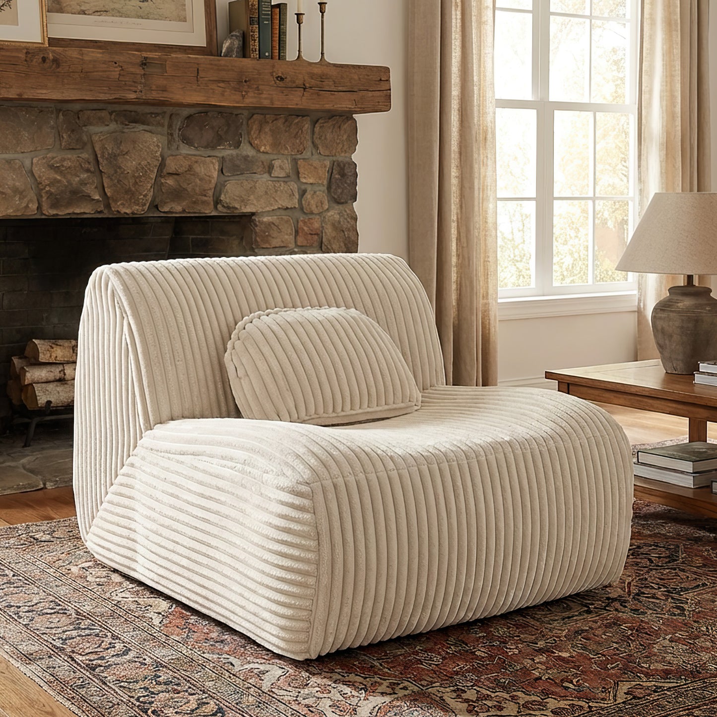 Lounge Sofa Beige 102x91x75cm Soft Comfortable Plush Sponge Chair For